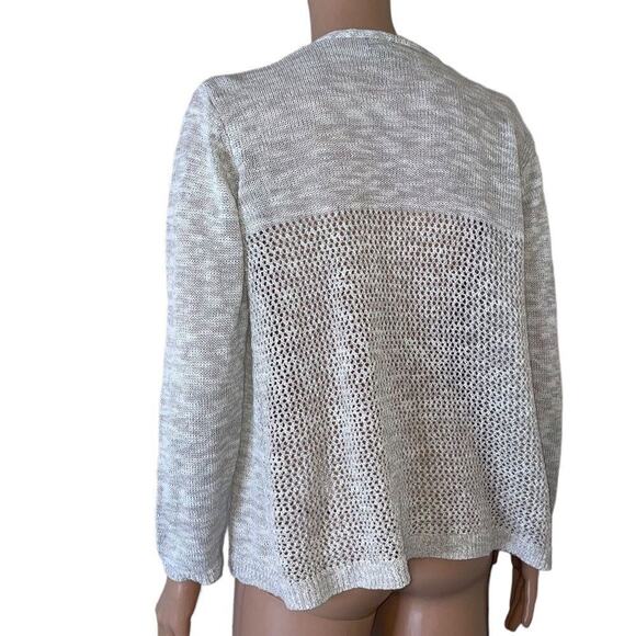Tahari sweater SZ Large open front lightweight cardigan in tan & cream - Picture 4 of 8
